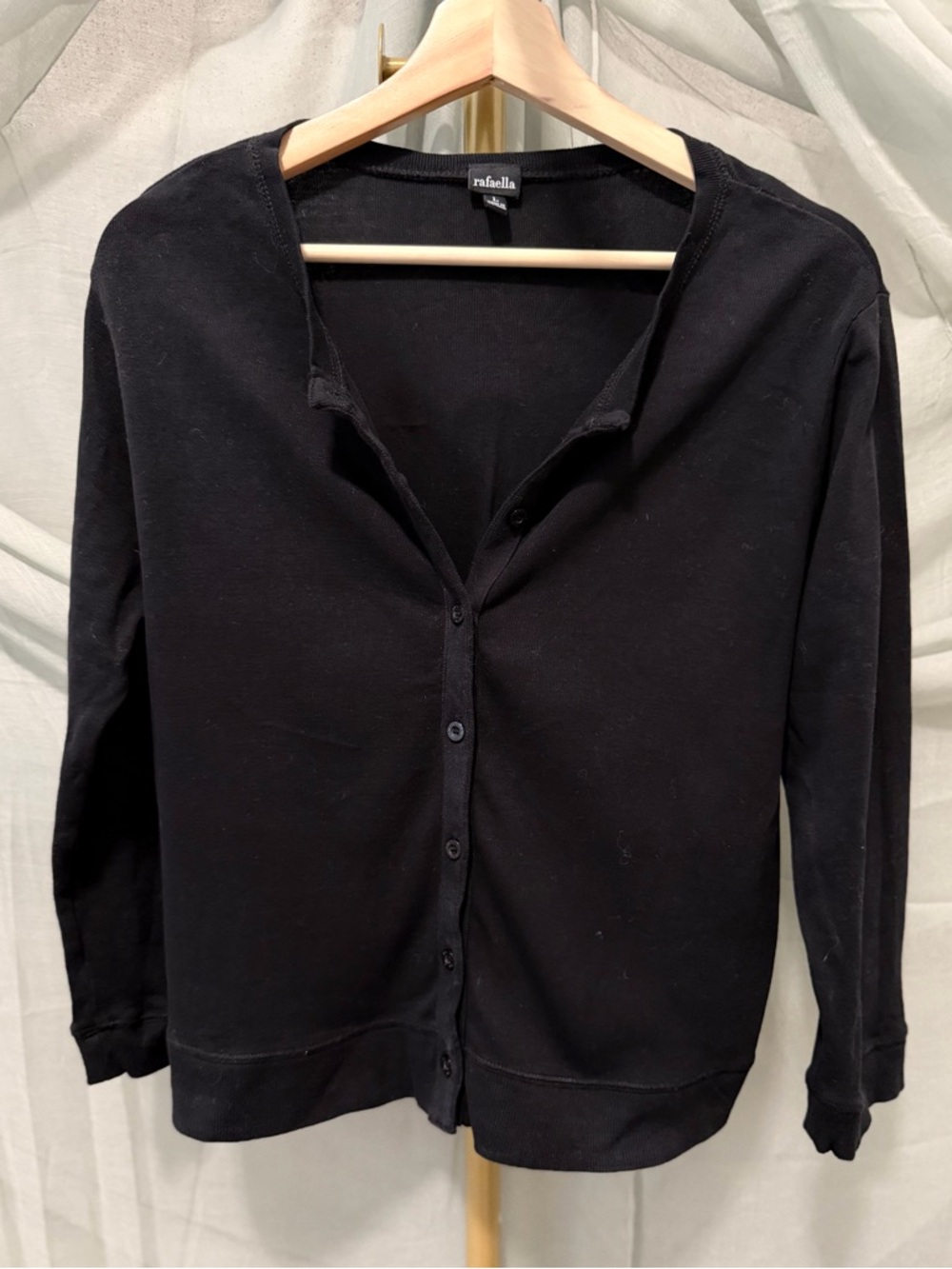 Rafaella Black Button-Front Cardigan